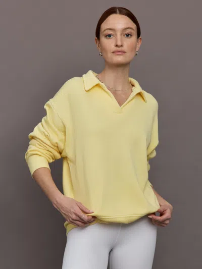 Carbon38 Johnny Collar Sweatshirt In French Terry In Yellow