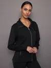 Carbon38 Knit Jacket With Asymmetrical Zip In Black