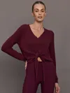 Carbon38 Knot Front Sweater In Burgundy
