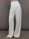 Carbon38 Linen And Melt Wide Leg Pant In White