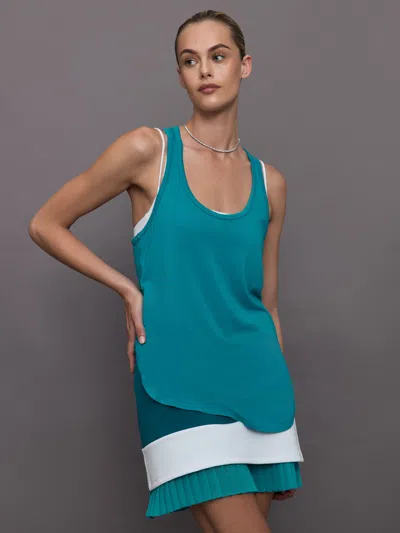 Carbon38 Long Racerback Tank In Enamel Blue