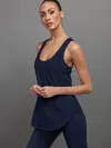 Carbon38 Long Racerback Tank In Navy Blazer