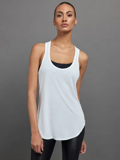 Carbon38 Long Racerback Tank In White