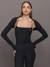 Carbon38 Long Sleeve Active Shrug In Melt In Black