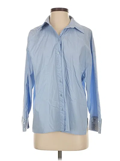 Pre-owned Carbon38 Long Sleeve Button Down Shirt In Blue