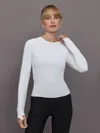 Carbon38 Long Sleeve Crew Neck In Melt In White