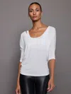Carbon38 Long Sleeve Off Shoulder Tee In White