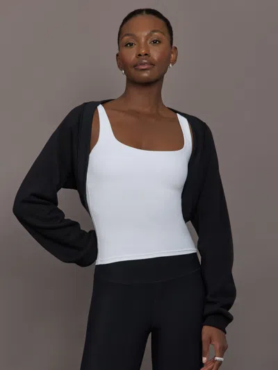 Carbon38 Long Sleeve Shrug In French Terry In Black