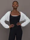 Carbon38 Long Sleeve Shrug In French Terry In White