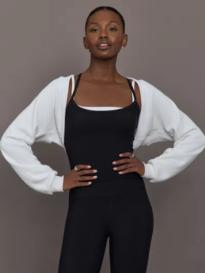 Carbon38 Long Sleeve Shrug In French Terry In White