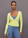 Carbon38 Long Sleeve Tie Top In Melt In Charlock