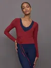 Carbon38 Long Sleeve Tie Top In Melt In Red Dahlia