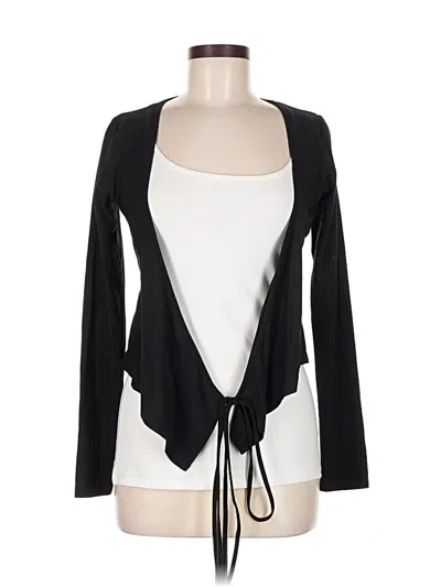 Pre-owned Carbon38 Long Sleeve Top Black Plunge Neckline Tops