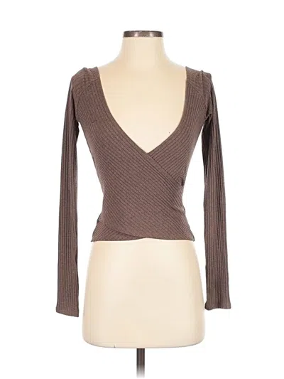 Pre-owned Carbon38 Long Sleeve Top Brown Sweetheart Neckline Tops