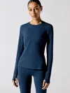Carbon38 Long Sleeve Top In Diamond Compression In Blue