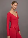 Carbon38 Long Sleeve Wrap Top In Melt In Crimson Red