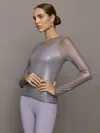Carbon38 Mesh Long Sleeve Top In Grey Mesh
