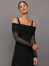 Carbon38 Mesh Off Shoulder Top In Black