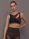 Carbon38 Mesh Overlay Bra In Brown