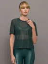Carbon38 Metallic Mesh Tee In Ponderosa Pine
