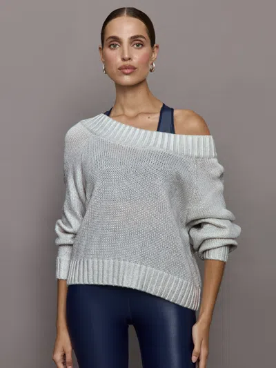 Carbon38 Metallic Slouchy Sweater In Silver Metallic