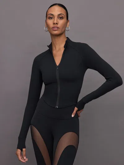 Carbon38 Mock Neck Corset Zip Top In Melt In Black