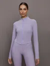 Carbon38 Mock Neck Corset Zip Top In Melt In Lavender Grey