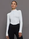 Carbon38 Mock Neck Corset Zip Top In Melt In White