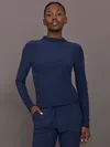 Carbon38 Mock Neck Long Sleeve In Soft Luxe In Blue