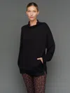 Carbon38 Mock Neck Pullover In Interlock In Black