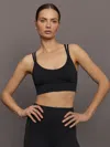 Carbon38 Multi Strap Active Bra In Diamond Compression In Black