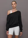 Carbon38 Off Shoulder Sweatshirt In French Terry In Black