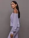 Carbon38 Off Shoulder Sweatshirt In French Terry In Lavender Grey