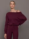 Carbon38 Off Shoulder Sweatshirt In French Terry In Purple