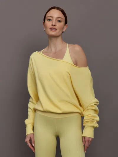 Carbon38 Off Shoulder Sweatshirt In French Terry In Yellow
