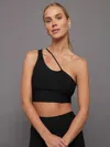 Carbon38 One Shoulder Convertible Bra Top In Melt In Black