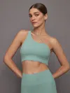 Carbon38 One Shoulder Convertible Bra Top In Melt In Granite Green
