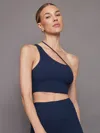 Carbon38 One Shoulder Convertible Bra Top In Melt In Navy Blazer