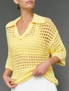 Carbon38 Open Knit Polo Sweater In Multi
