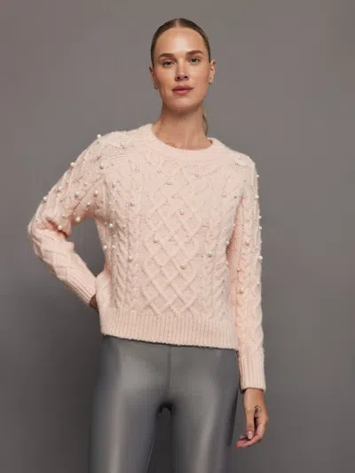 Carbon38 Pearl Embellished Sweater In Rose Cloud