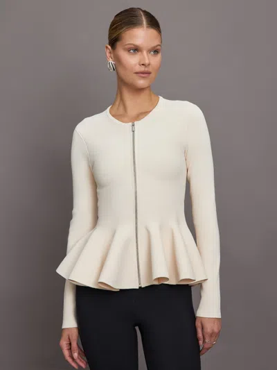 Carbon38 Peplum Zip Up In Cream