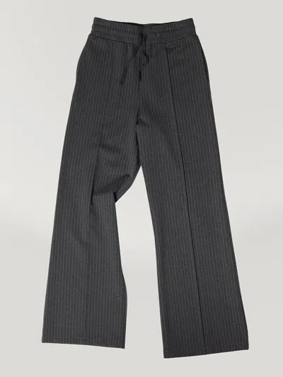 Carbon38 Pinstripe Wide Leg Pant In Black