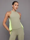 Carbon38 Pleated Back Tank In Melt In Silversage,acid Lime