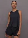 Carbon38 Pleated Running Tank In Black
