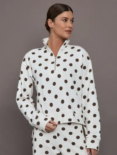 Carbon38 Polka Dot Half Zip In White
