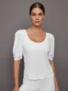 Carbon38 Puff Sleeve Tee In White