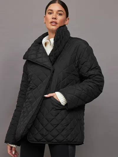 Carbon38 Quilted Car Coat- Faded Black