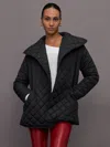 Carbon38 Quilted Car Coat In Black