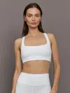 Carbon38 Racerback Bra In Ribbed Melt In White