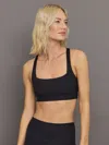 Carbon38 Racerback Bra In Ribbed Melt In Black